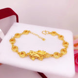 OMHXFC Vintage PIXIU Coin 24KT Bangle European Fine Woman Girl Party Birthday