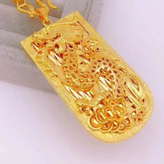 European Fine Dragon 24KT Necklace Gift