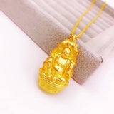 European Fine Woman Man Party Birthday Wedding Gift 24KT Buddha Pendant