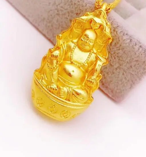 European Fine Woman Man Party Birthday Wedding Gift 24KT Buddha Pendant