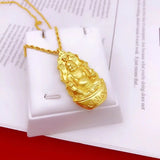 European Fine Woman Man Party Birthday Wedding Gift 24KT Buddha Pendant