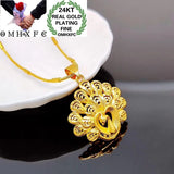 European Peacock 24KT Pendant Charm for Women Party Wedding Gift