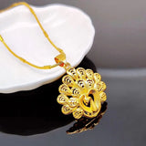 European Peacock 24KT Pendant Charm for Women Party Wedding Gift