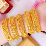 OMHXFC Jewelry European Fine Woman Party Wedding Gift Geometric Hollow Bangle