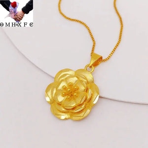 European Fine Woman Girl Party Flower 24KT Pendant Charm