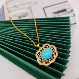 European Woman Party Birthday Wedding Gift Peace Buckle Turquoise Pendant