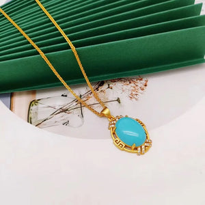 European Woman Party Birthday Wedding Gift Peace Buckle Turquoise Pendant