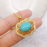 European Woman Party Birthday Wedding Gift Peace Buckle Turquoise Pendant