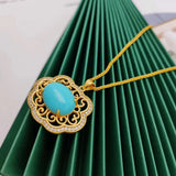 European Woman Party Birthday Wedding Gift Peace Buckle Turquoise Pendant