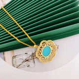 European Woman Party Birthday Wedding Gift Peace Buckle Turquoise Pendant