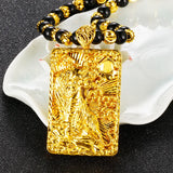 OMHXFC NL220 Tiger Rectangle Pendant Necklace