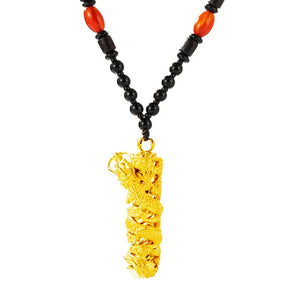 OMHXFC NL221 Dragon Cylinder 24KT Pendant Necklace