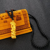 Dragon Cylinder Pendant Necklace 24KT