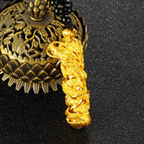 Dragon Cylinder Pendant Necklace 24KT
