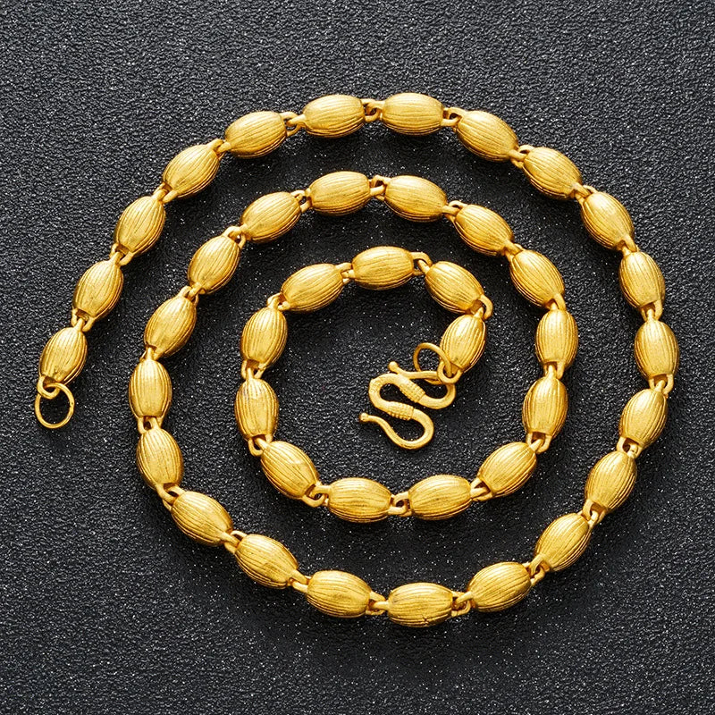 OMHXFC NL227 Olive Beads 24KT Chain Necklace