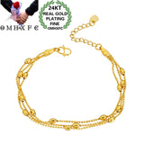 European Fine Woman Party Birthday Gift Beads 24KT Bracelet Bangle