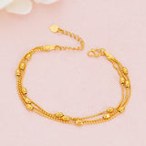 European Fine Woman Party Birthday Gift Beads 24KT Bracelet Bangle