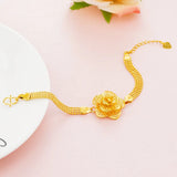 European Gift Flower Rose Hollow Out 24KT Bracelet Bangle
