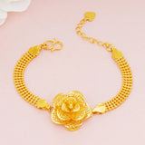 European Gift Flower Rose Hollow Out 24KT Bracelet Bangle