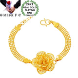 European Gift Flower Rose Hollow Out 24KT Bracelet Bangle
