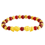 BE386 FineWomanGirl Party Wedding Vintage PIXIU Beads Chain24KT Bracelet