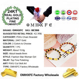 BE386 FineWomanGirl Party Wedding Vintage PIXIU Beads Chain24KT Bracelet