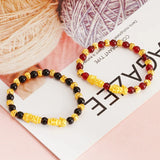 BE386 FineWomanGirl Party Wedding Vintage PIXIU Beads Chain24KT Bracelet