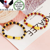 BE386 FineWomanGirl Party Wedding Vintage PIXIU Beads Chain24KT Bracelet
