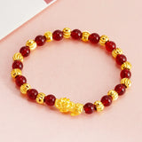 Vintage PIXIU 24KT Beads Chain Bracelet