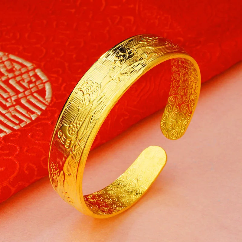 European Hot Fine Woman Mother Party Birthday Wedding Gift Flower 24KT Bracelet
