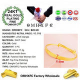 European Fine Woman Mother Party Birthday Wedding Gift LOVE 24KT Bracelet Bangle
