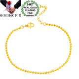 European Fine Woman Girl Party Birthday Wedding Slim Beads 24KT Bracelet