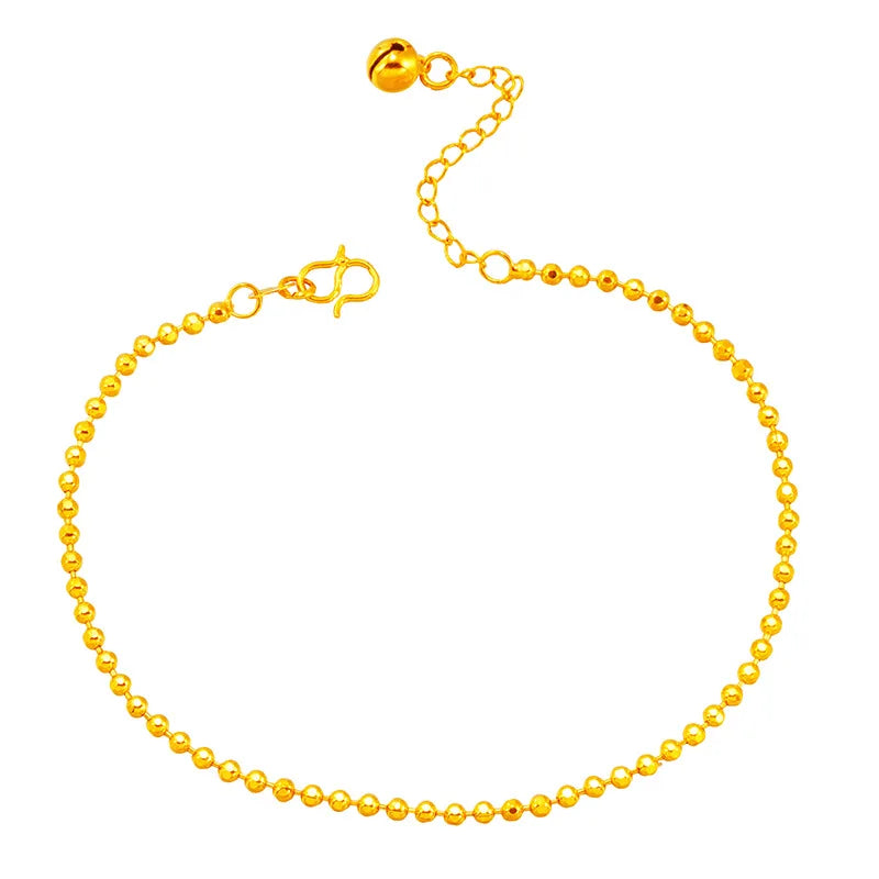 European Fine Woman Girl Party Birthday Wedding Slim Beads 24KT Bracelet