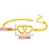 European Fine Hot Woman Double Hearts 24KT Bracelet Bangle