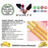European Fine Woman Man Unisex Wide Chain 24KT Bracelet