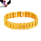 European Fine Woman Man Unisex Wide Chain 24KT Bracelet
