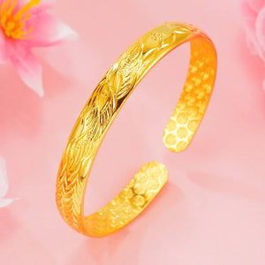 Vintage Flower 24KT Open Bracelet Bangle