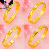 Vintage Flower 24KT Open Bracelet Bangle