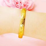 Vintage Flower 24KT Open Bracelet Bangle