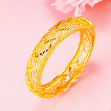 European Fine Hot Woman Hollow Flower 24KT Bracelet Bangle