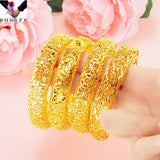 European Fine Hot Woman Hollow Flower 24KT Bracelet Bangle