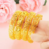 European Fine Hot Woman Hollow Flower 24KT Bracelet Bangle