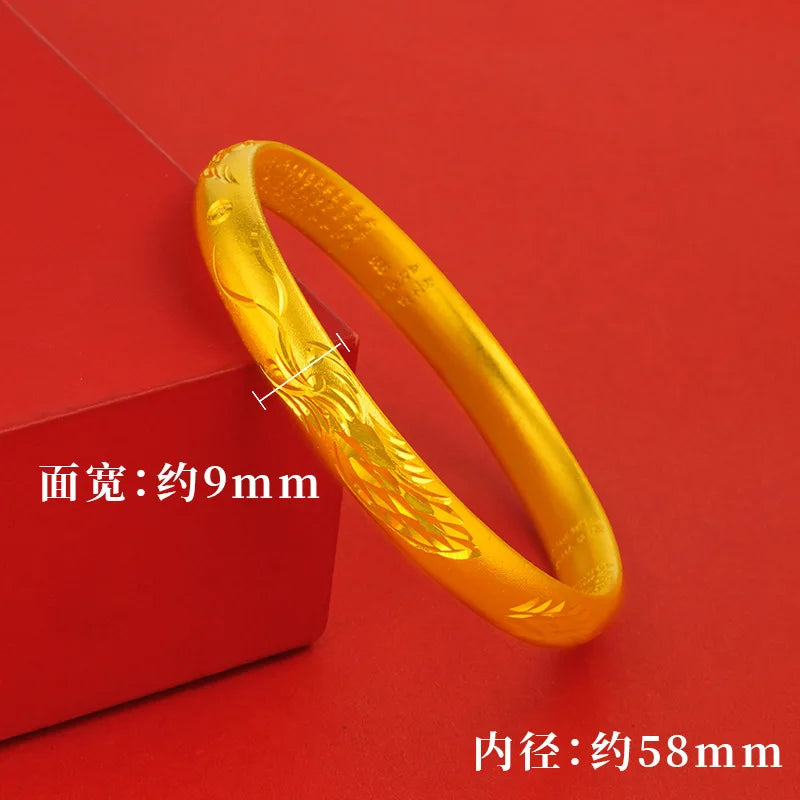 European Fine Woman Bride Mother Party Phoenix 24KT Bracelet Bangle