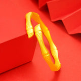 European Fine WomanBamboo 24KT Open Bracelet