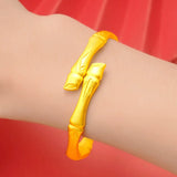 European Fine WomanBamboo 24KT Open Bracelet