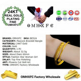 European Fine Peacock 24KT Bracelet Bangle