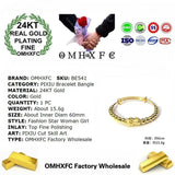 European Fine Woman Girl Bride Party Birthday Wedding Gift 24KT Bracelet Bangle