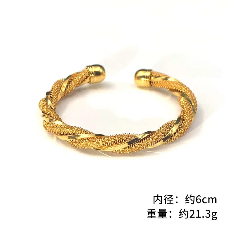 European Fine Woman Bride Wedding Gift 24KT Cuff Bracelet