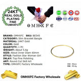 European Fine Woman Girl Bride Party Birthday Wedding Gift Slim 24KT Bracelet Ba