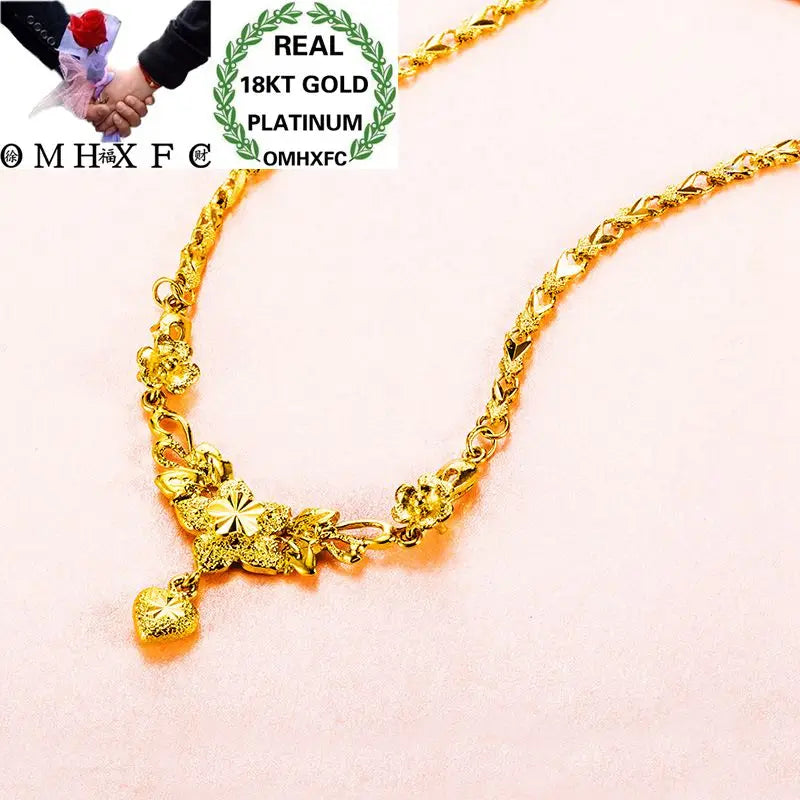 OMHXFC Vintage Flower Heart Pendant Necklace
